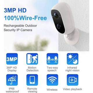 👉 Bewakingscamera 3mp Security Camera WiFi Wireless Home Surveillance indoors/Outdoor with 2-Way Audio/Night Vision/Motion Detection/IP66 Waterproof 2pcs Batteries