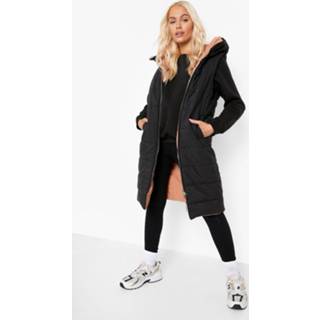 👉 Omkeerbare Long Line Bodywarmer Met Capuchon, Black