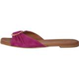 Muil roze leren binnenzool vrouwen effen magenta geruwd leer Muiltje Alba Moda Fuchsia 4055708160606