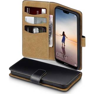 👉 Portemonnee zwart kunstleer ruimte voor papiergeld bookwallet flip hoes Qubits wallet TAN de Huawei P20 Lite 5053102822433