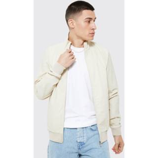 👉 Gebleekte Nylon Jas Met Hoge Kraag, Stone