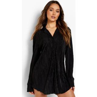 👉 Geplooide Plisse Pyjama Blouse, Black