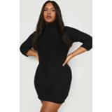 👉 Plus Recycled Roll Neck Knitted Mini Dress, Black