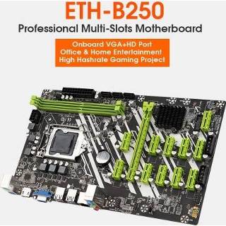 👉 Moederbord ETH-B250 Motherboard Support Intel Core/Pentium/Celeron LGA1151 6/7/8th Generation CPU Onboard VGA+HD Ports 12 Graphics Cards