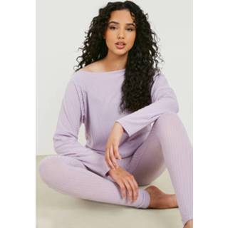 👉 Geribbelde Loungewear Set Met Top En Leggings, Lilac