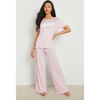 👉 Baby Pyjama Set Met Broek En Tekst, Pink