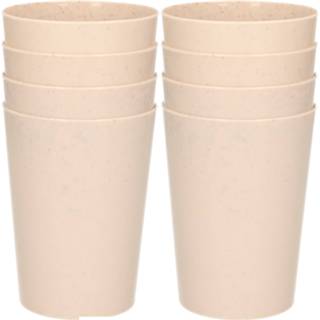 👉 Drinkbeker beige kunststof 32x drinkbekers van afbreekbaar materiaal 500 ml in het eco-beige