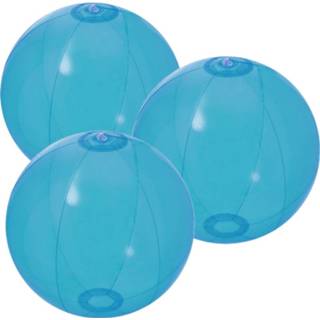 👉 Strandbal blauw plastic PVC kinderen 10x stuks opblaasbare strandballen Beach fun 28 cm