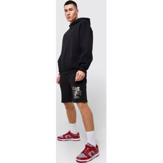 👉 Oversized Man Ofcl Trainingspak Met Capuchon En Shorts, Black