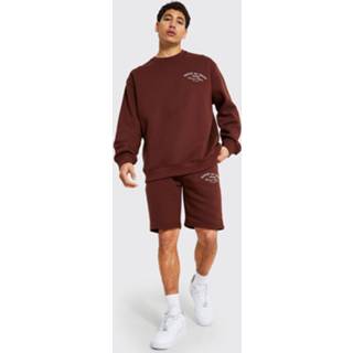 👉 Oversized Edition Man Trainingspak Met Trui En Shorts, Chocolate