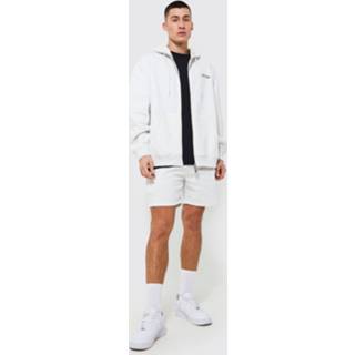 👉 Oversized Ecru Mergel Tank Met Capuchon En Shorts Set, Ecru