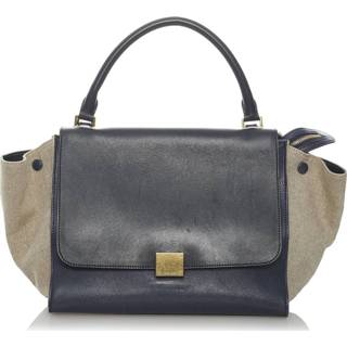 👉 Trapeze blauw leather onesize vrouwen Pre-owned Tricolor Satchel Celine Vintage , Dames