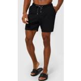 👉 Middellange Gerecyclede Effen Zwembroek, Black