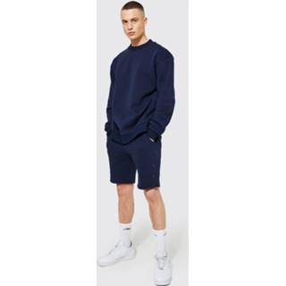 Oversized Dik Trainingspak Met Shorts En Panelen, Navy