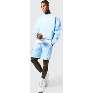 👉 Dik Cargo Loopback Trainingspak Met Shorts, Light Blue