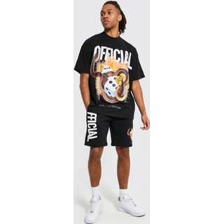 👉 Zwart m Oversized Official Slangenprint Set Met Shorts, Black 1043010556