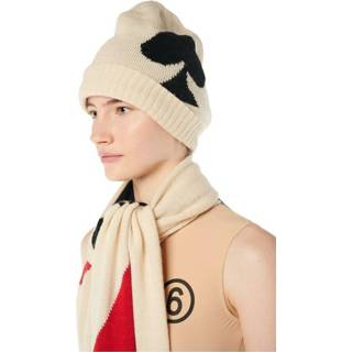 👉 Beanie beige m vrouwen Diamonds and clubs intarsia MM6 Maison Margiela , Dames