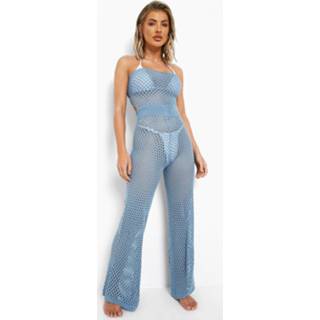 👉 Gehaakte Strapless Strand Jumpsuit, Ice Blue