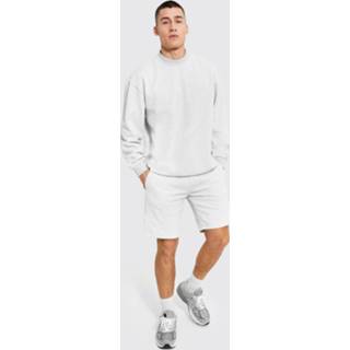 Oversized Trainingspak Met Trui Met Met Brede Nek En Shorts, Grey Marl