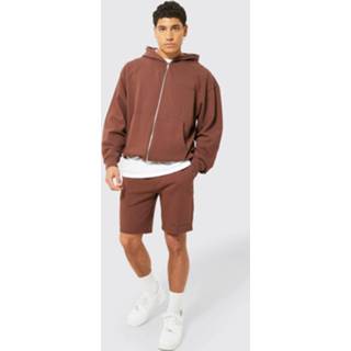 👉 Dik Loopback Trainingspak Met Tank Capuchon En Shorts, Chocolate