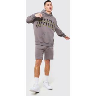 👉 Oversized Official Schedel Trainingspak Met Shorts, Charcoal