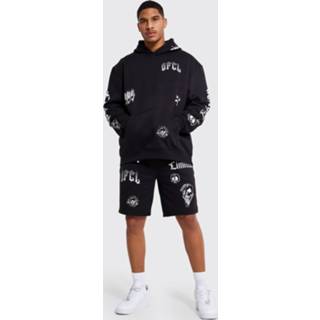 👉 Tall Graffiti Trainingspak Met Capuchon En Shorts, Black