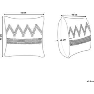 👉 Katoenen kussen beige blauw Kussens met Geometrisch Patroon 45 x cm en EYTELIA 4251682272957