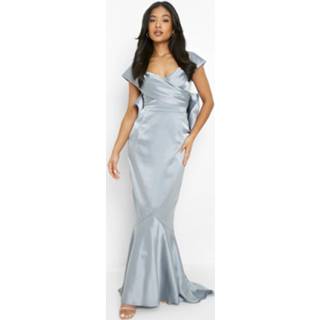 👉 Petite Premium Satijnen Maxi Jurk Met Strik, Sky