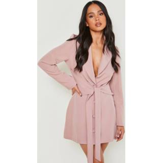 👉 Petite Blazer Jurk Met Ceintuur En Strik, Dusty Rose