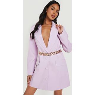 👉 Blazer Jurk Met Dikke Ketting En Ceintuur, Lilac