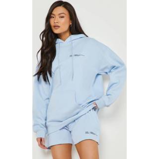 👉 Trainingspak Met Capuchon En Tekst En Shorts, Light Blue