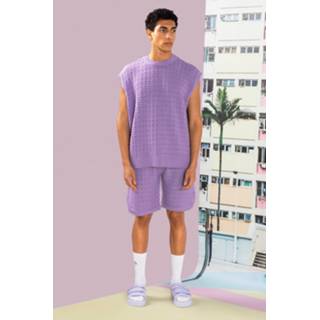 👉 Oversized Gebreid Hemd En Shorts Set, Lilac