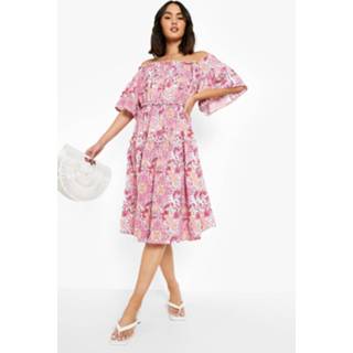 👉 Zwierige Paisley Print Midi Jurk Met Uitgesneden Hals, Pink