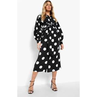 👉 Blouse Jurk Met Stippen En Strik, Black