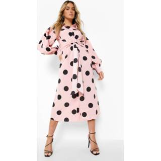 👉 Blouse Jurk Met Stippen En Strik, Rose Pink