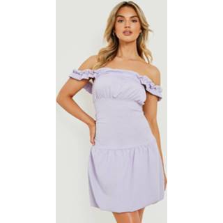 👉 Mini Jurk Met Open Schouders En Geplooide Buste, Lilac