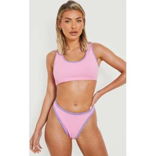 👉 Contrasterend Gekreukeld Hipster Bikini Broekje, Pink