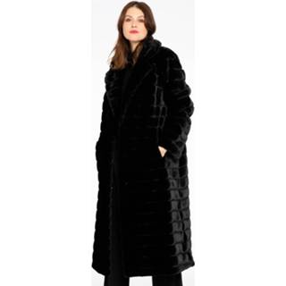 👉 Mantel zwart mannen streep faux fur 44 black