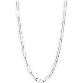 👉 Hals ketting zilveren active Collier Paperclip Platte Buis 3,7 mm 41 + 4 cm