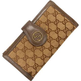 👉 Portemonnee bruin onesize vrouwen Pre-owned GG Studs Long Bifold Wallet Gucci Vintage , Dames