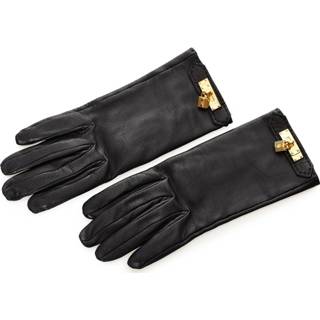 👉 Glove zwart leather onesize vrouwen Pre-owned Gloves Others France Hermès Vintage , Dames