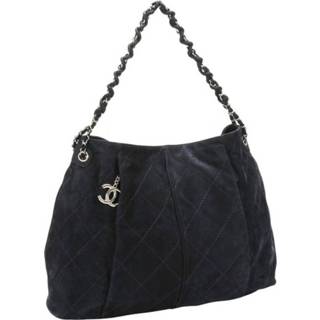 👉 Schoudertas zwart leather onesize vrouwen Pre-owned Quilted Nubuck Shoulder Bag Chanel Vintage , Dames