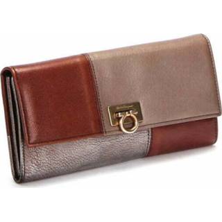👉 Portemonnee bruin leather onesize vrouwen Pre-owned Gancini Long Wallet Salvatore Ferragamo , Dames
