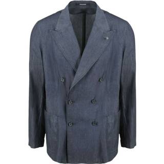 👉 Blazer blauw mannen Double Breasted Denim Tagliatore , Heren