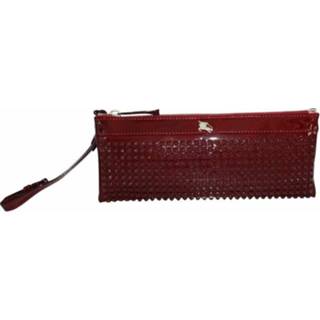 👉 Clutch rood leather onesize vrouwen Pre-owned Patent Studded Clutch/Wristlet Burberry Vintage , Dames