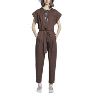 👉 Jumpsuit bruin vrouwen Long poplin Tela , Dames