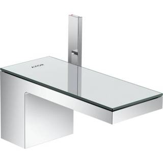 👉 Wastafel kraan chroom Hansgrohe AXOR MyEdition 1-gats wastafelkraan 70 m. spiegelglas push open garnituur voorsprong 15.1cm 4059625161401