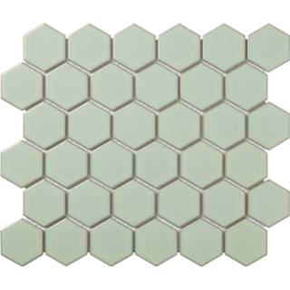 👉 Lichtgroen groen porselein Mozaïektegel The Mosaic Factory Barcelona Hexagon 51x59 mm 8719699050310