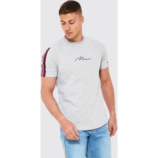 👉 Gestreept t-shirt grijs m grey marl mannen Man Signature Met Ronde Zoom,