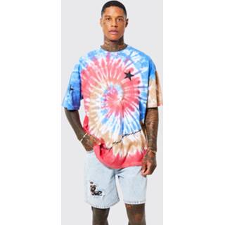 👉 Oversized Tie Dye Sterren Print T-Shirt, Multi